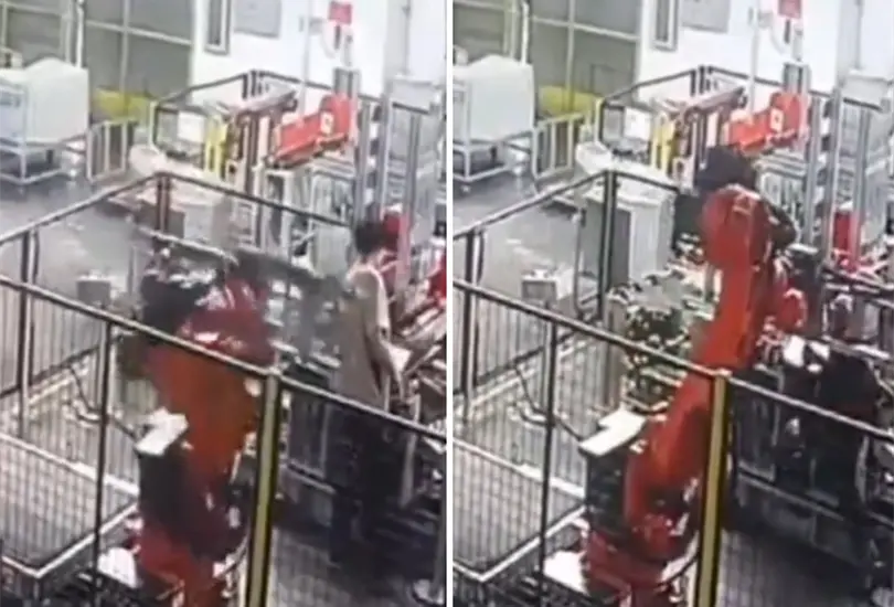 El robot atrap&oacute; al joven y ya no lo solt&oacute;.