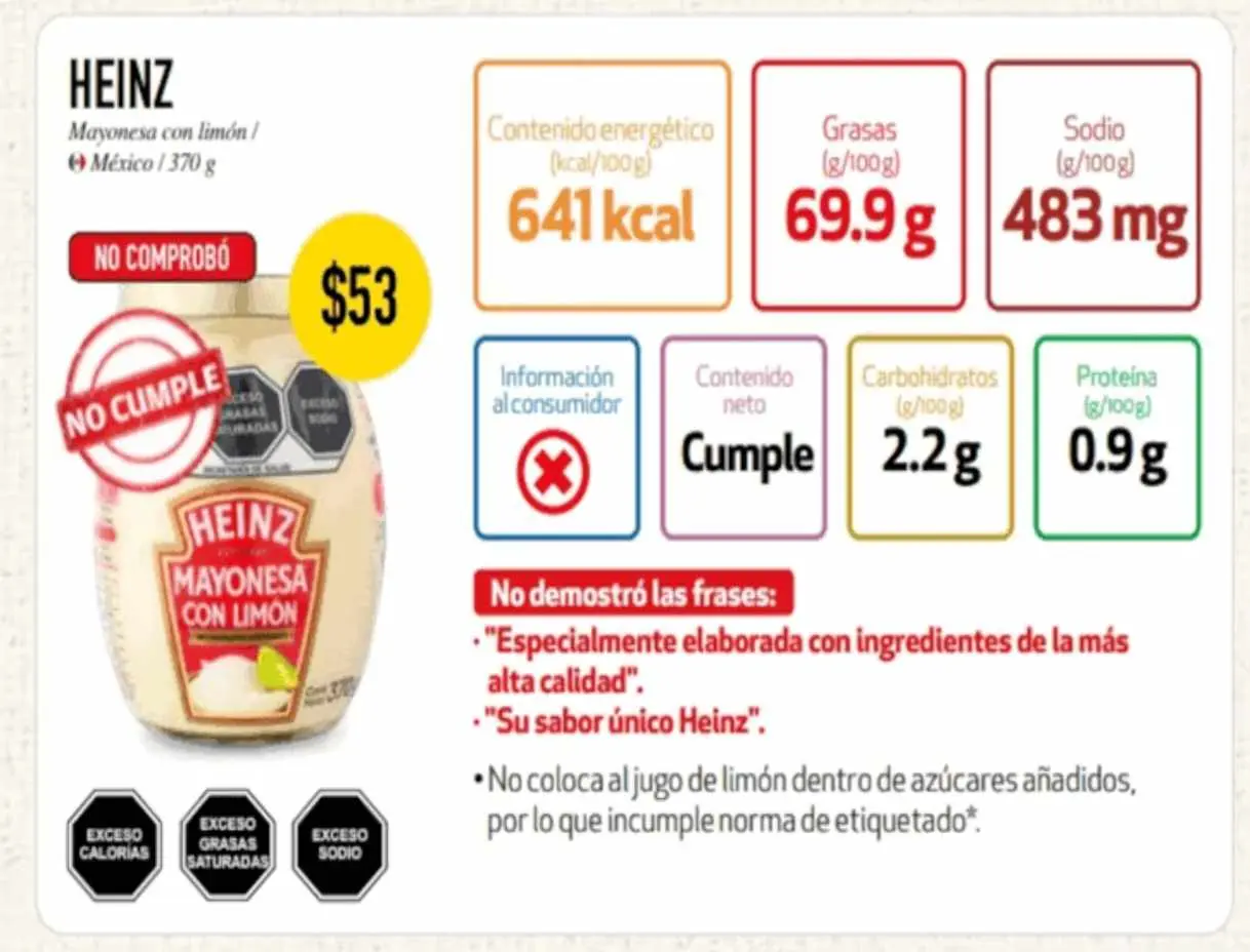 Heinz de 370g Especial / Profeco