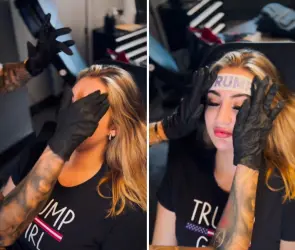 Trump Girl: modelo se tatúa en la frente apellido del expresidente de EU y genera polémica en redes