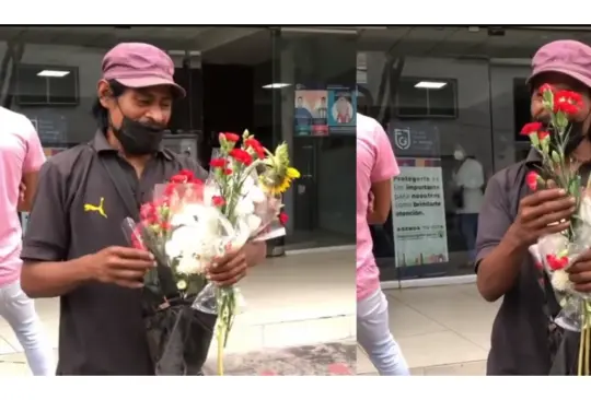 El señor cada año cumple su promesa de regalar flores.