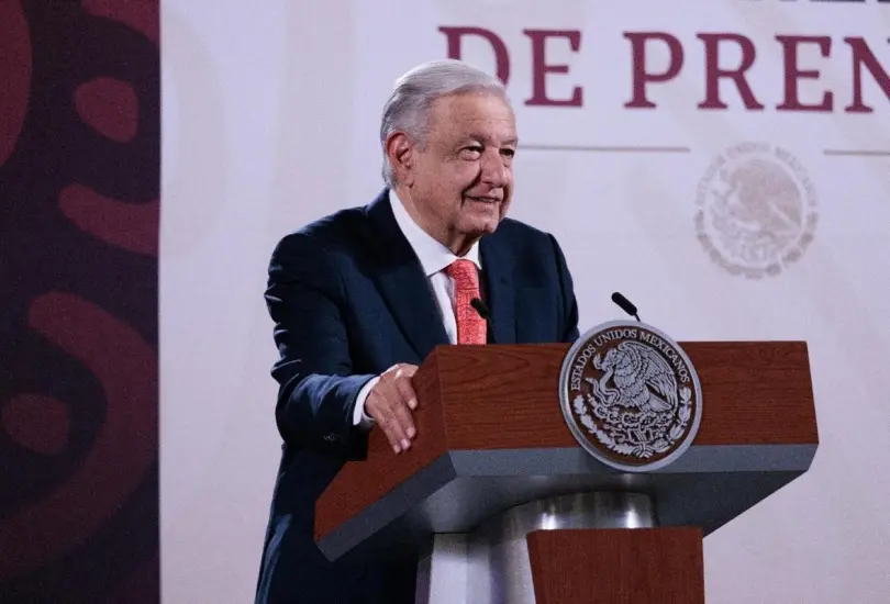 AMLO durante su conferencia ma&ntilde;anera de este jueves 28 de agosto.