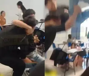 IMÁGENES FUERTES: Estudiante azota a su compañero contra el piso y lo deja noqueado