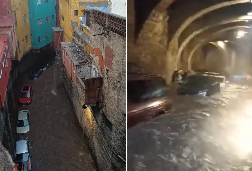 Las intensas lluvias inundaron calles y causaron da&ntilde;os a veh&iacute;culos en Guanajuato