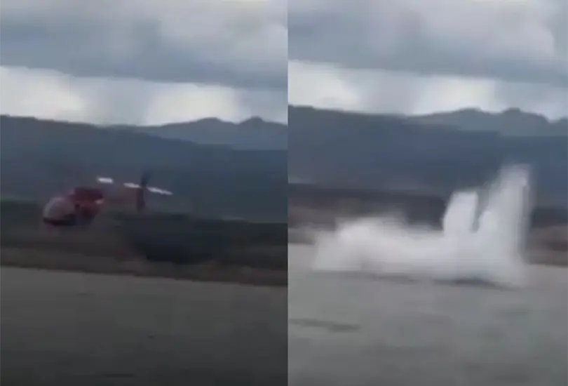 El helicóptero se desplomó mientras realizaba labores de recolección de agua en una presa de Chihuahua. El helicóptero se desplomó mientras realizaba labores de recolección de agua en una presa de Chihuahua.