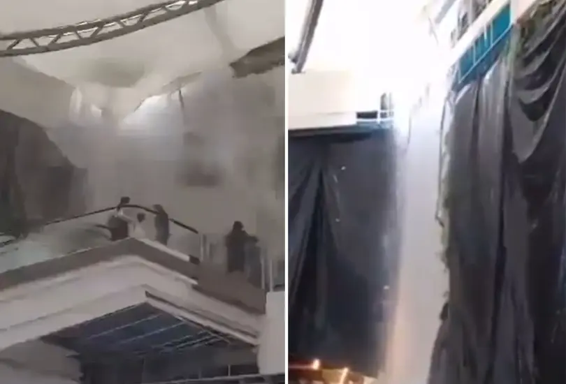 Colapsa techo de cristal en plaza comercial de Nuevo Le&oacute;n