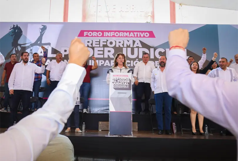 Margarita G&oacute;mez particip&oacute; en el primer foro estatal sobre la reforma al Poder Judicial, celebrado en el Parque Alameda de Cuernavaca.