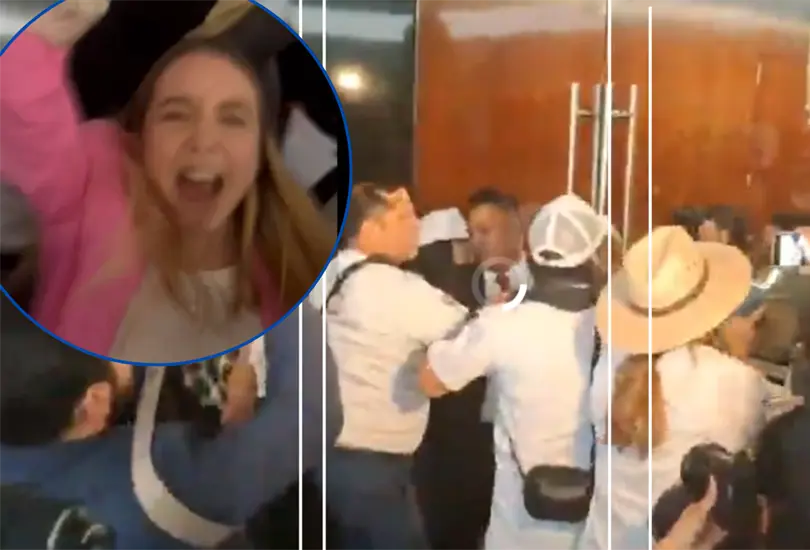 Jimena Villica&ntilde;a irrumpi&oacute; junto a manifestantes en el Senado.