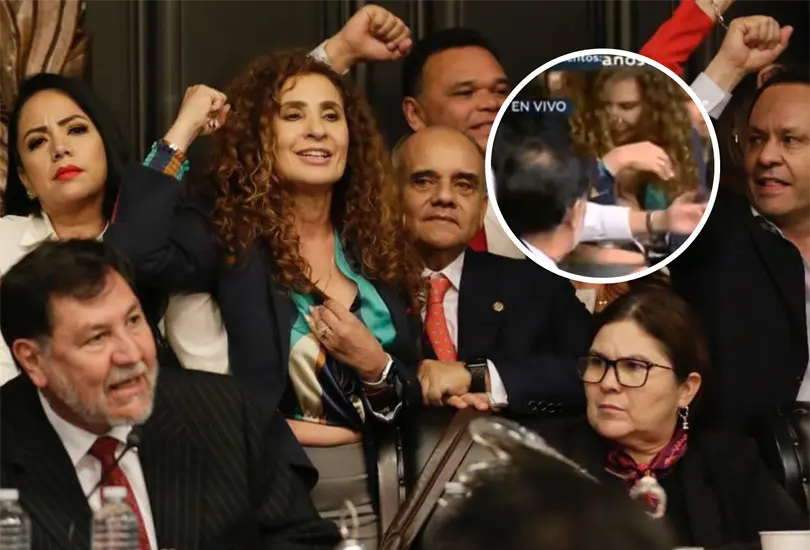 Senadora panista sufre accidente con su blusa.