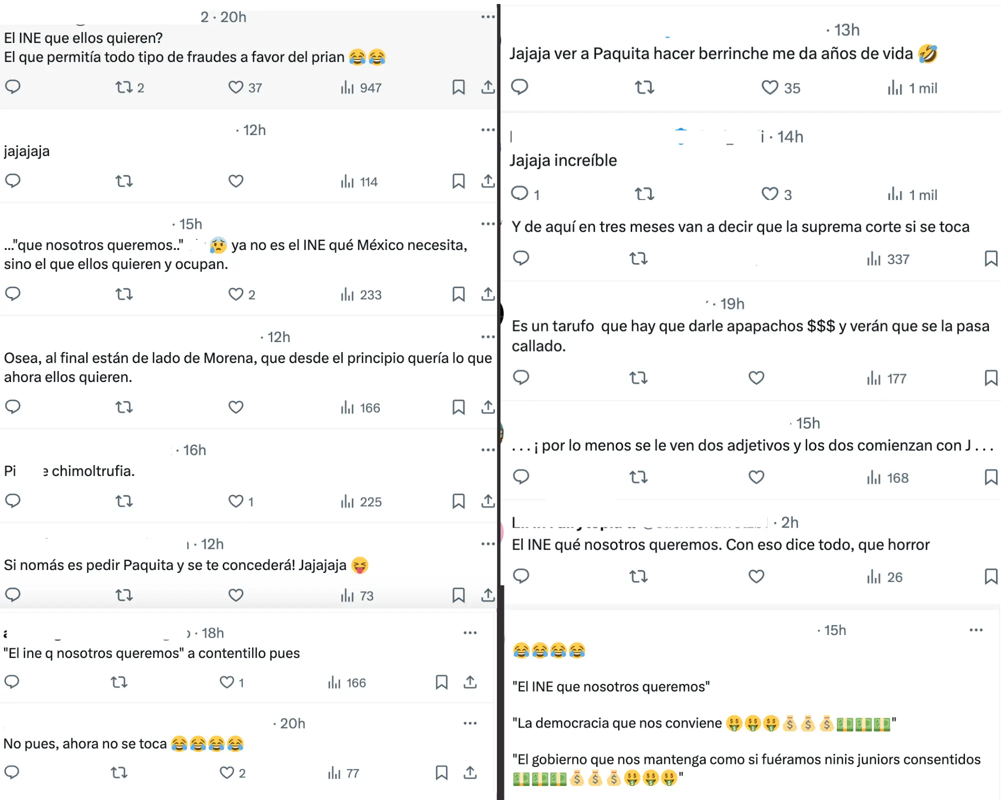 Algunos de los comentarios del video en X Especial