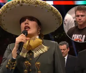 Canelo Álvarez reacciona al error de Camila Fernández al cantar el Himno Nacional