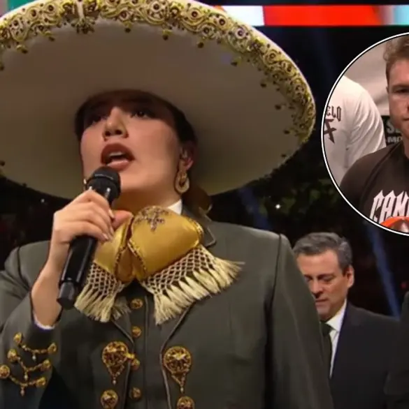 Canelo Álvarez reacciona al error de Camila Fernández al cantar el Himno Nacional