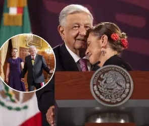 Beatriz Gutiérrez se luce con elegante vestido en el último Grito de AMLO