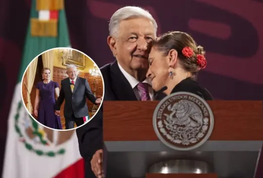 Beatriz Gutiérrez deslumbra con elegante vestido morado en su última ceremonia del Grito junto a AMLO.