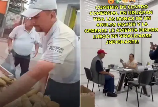 Guardias de plaza comercial tiran las donas de un abuelito