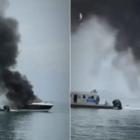 VIDEO | Yate en el mar se incendia con turistas a bordo