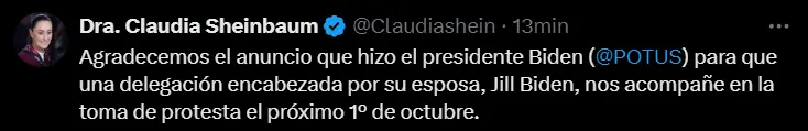 Agradecimiento de la presidenta electa Captura