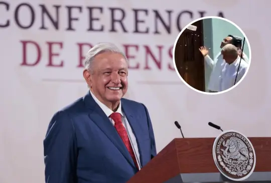 Así reaccionó AMLO al botellazo de agua.