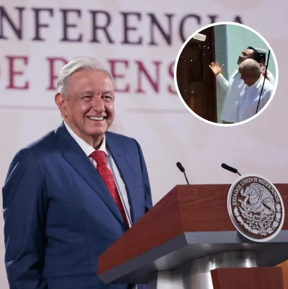 "Hasta la pude haber agarrado": AMLO bromea tras incidente con la botella