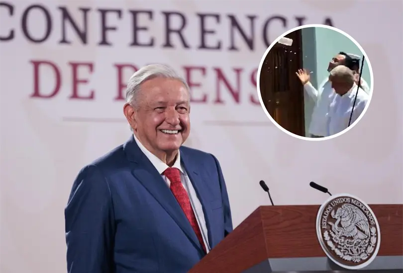 As&iacute; reaccion&oacute; AMLO al botellazo de agua.