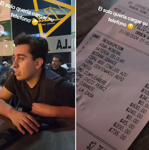 ¡Mejor nadota!: Restaurante cobra 500 pesos a joven por cargar su celular