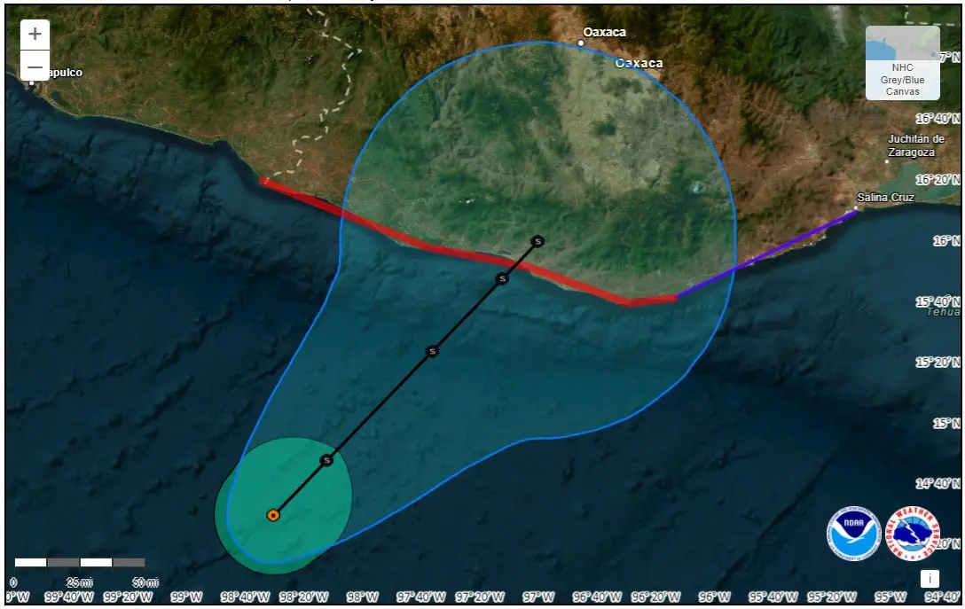 John impactará con mayor fuerza en Oaxaca X @HuracanInfoCo