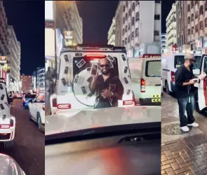 Hombre en Dubái regala decenas de iPhone 16 desde su auto | VIDEO