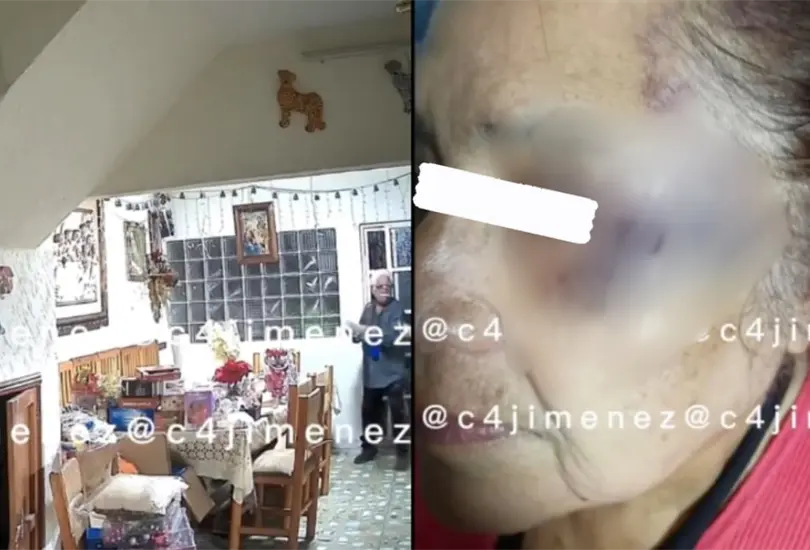 VIDEO| Abuelo pierde el control y agarra a bastonazos a su esposa en la CDMX