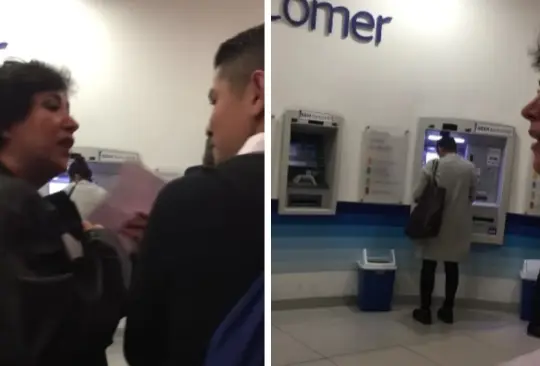 Mujer agrede a joven en cajeros de BBVA 