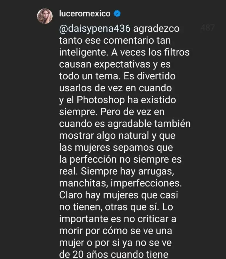 Lucero responde a críticas (Instagram)