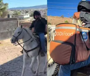 Repartidor de DiDi se hace viral por entregar pedidos a caballo: uno puede andar en lo que sea