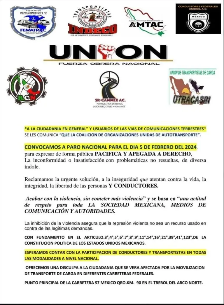 Los transportistas anunciaron un paro a nivel nacional. Foto: especial