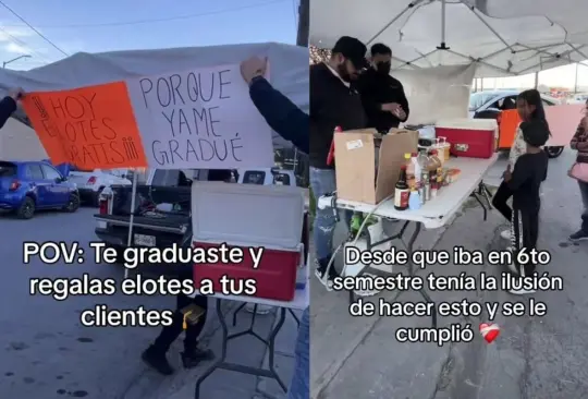 Joven regala elotes de su puesto tras graduarse de la universidad: cumplió su sueño