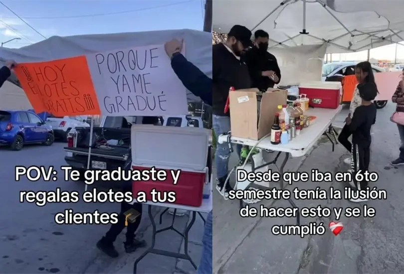 Joven regala elotes de su puesto tras graduarse de la universidad: cumpli&oacute; su sue&ntilde;o