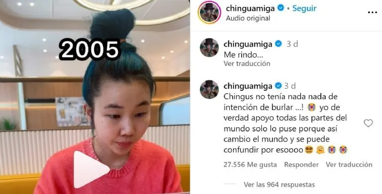Chingu Amiga se disculpa (Instagram)
