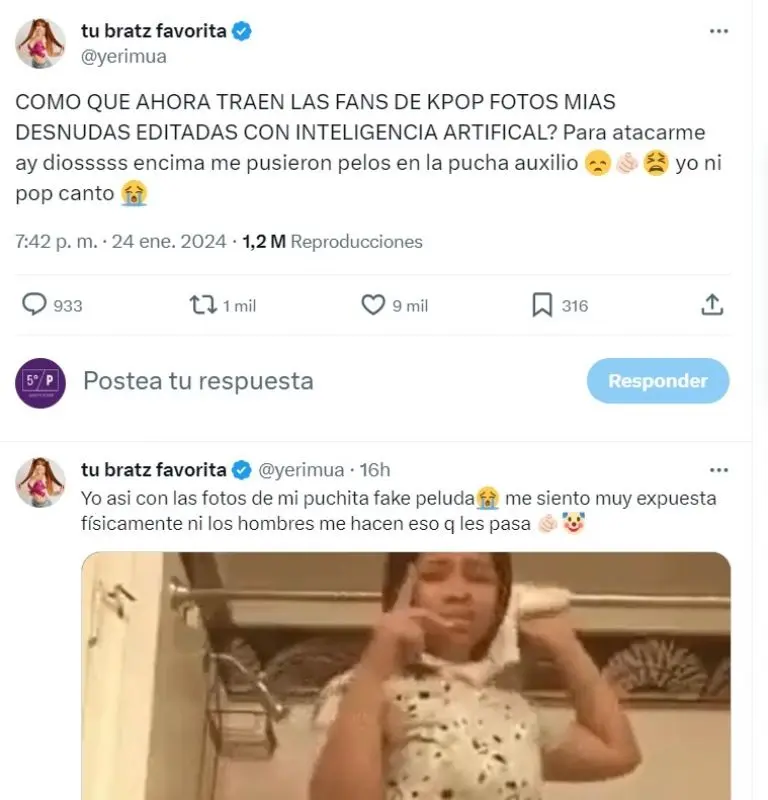 Yeri Mua denuncia fotos hechas con IA - Tomada de Twitter