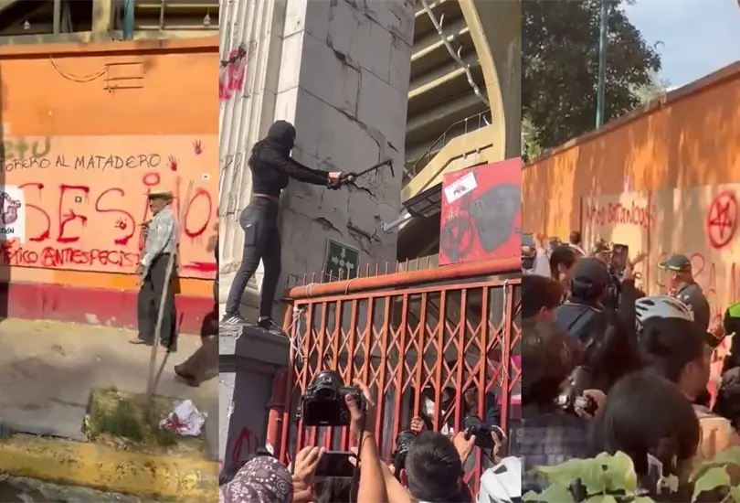 Manifestaciones en contra del regreso de las corridas de toros en la Plaza M&eacute;xico generan caos