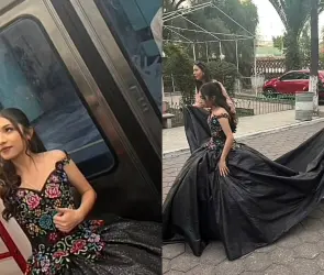 Quinceañera llega a su fiesta en el Metro de la CDMX y conquista las redes sociales