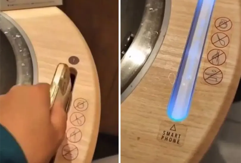 As&iacute; funcionan los ba&ntilde;os donde desinfectan tu celular. 