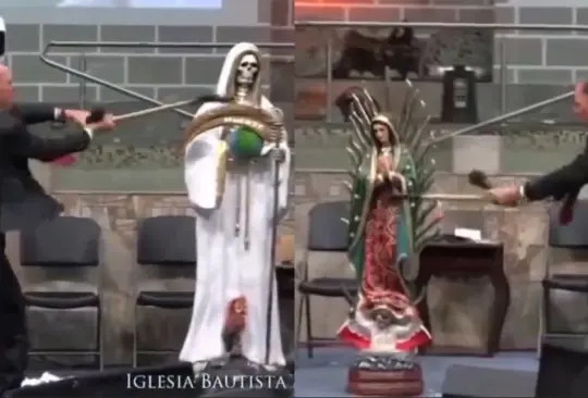 VIDEO| Pastor de iglesia Bautista destroza estatuas de la Virgen de Guadalupe y la Santa Muerte