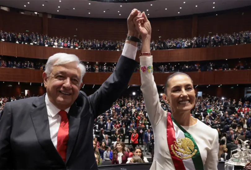 Andr&eacute;s Manuel L&oacute;pez Obrador y Claudia Sheinbaum; el adi&oacute;s y la bienvenida a una nueva era presidencial.