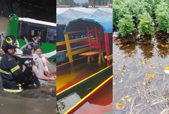 Las fuertes lluvias que se registraron en ambas demarcaciones dejaron encharcamientos y autos bajo el agua. 