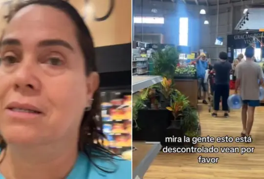 La mujer mostró a las personas comprando grandes cantidades de alimento y despensa