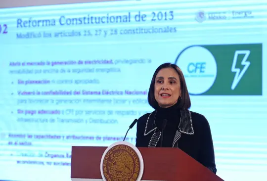 Luz Elena González en conferencia de prensa hoy 9 de octubre en Palacio Nacional.