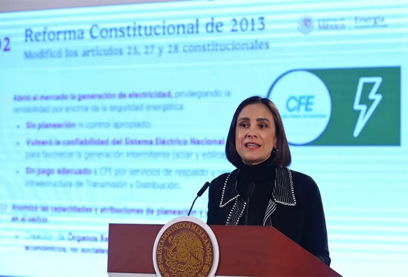 Luz Elena Gonz&aacute;lez en conferencia de prensa hoy 9 de octubre en Palacio Nacional.