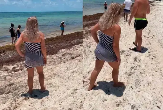 Con gritos e insultos, la mujer corrió a los turistas que pasaban por el lugar.