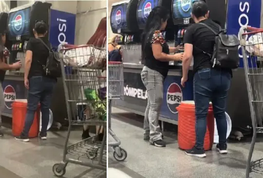 Mujeres rellenan termo en Costco