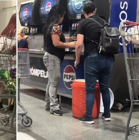 Captan a clientas de Costco rellenando un termo de 5 galones con refresco