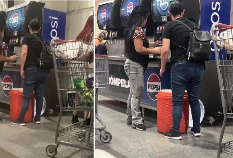 Mujeres rellenan termo en Costco