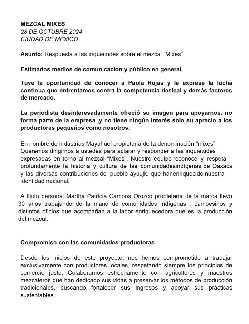 Comunicado de la empresa X: @PaolaRojas