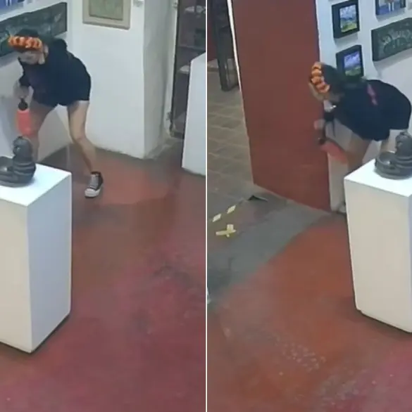 VIDEO: Extranjera entra a una galería de arte en museo mexicano y se orina en una de las salas